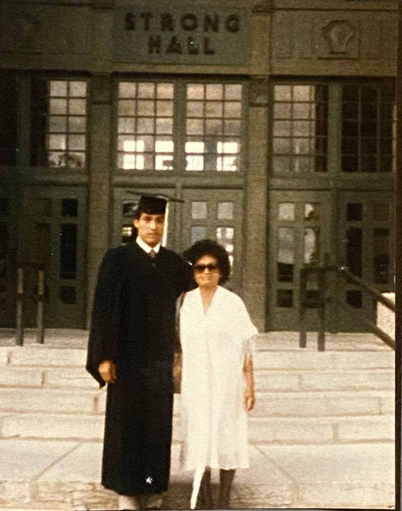 The author with his mom at his University of Kansas graduation ceremony